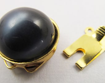 2 14mm Vintage Charcoal Moonglow Lucite Box Clasps Cl07