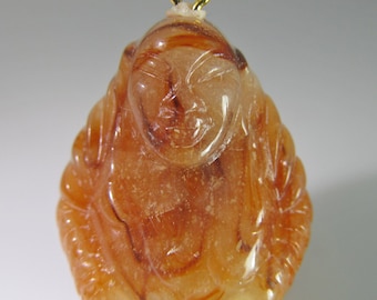 4 Vintage Faux Agate Buddha Pendant Pd657