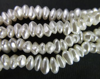 One Long Strand Vintage Dainty Tiny Faux White Pearl Nugget Beads Bd1319