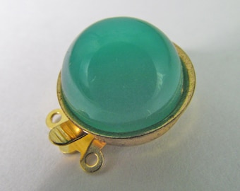 2 14mm Vintage Green Moonglow Box Clasps CL92