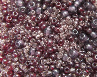 10 Grams Vintage Transparent Dark Berry Glass Seed Bead Mix VG396