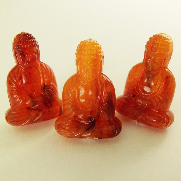 6 Amber - Brown Buddha Beads Bd03