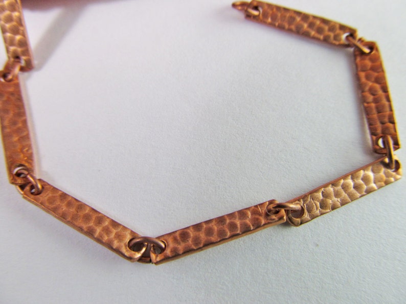 6 Ft Vintage 12mm Copper-Plated Steel Hammered Bar Link Chain Ch238 image 1