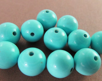 100 Vintage 10mm Turquoise Blue Round Lucite Beads Bd2210