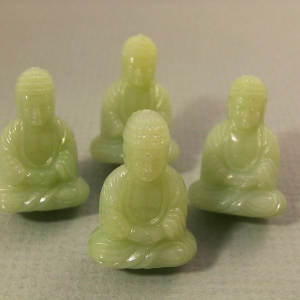 6 Light Green Buddha Beads Bd04b