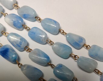 2 Feet Vintage Blue Plastic Nugget Chain Ch292