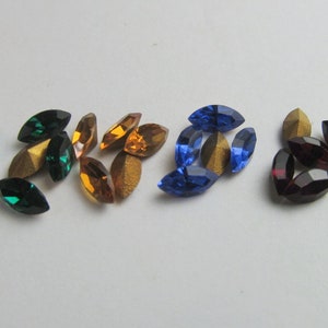 12 Vintage Choice of Swarovski Crystal Rhinestone Navette Chaton Stones Cb171