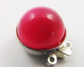 2 14mm Vintage Raspberry Moonglow Lucite Box Clasps Cl06