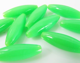 60 Vintage 20mm Lime Green Plastic Tube Beads Bd1057