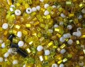 10 Grams Vintage Metallic-Lined Gold Italian Glass Bugle Bead Mix VG132