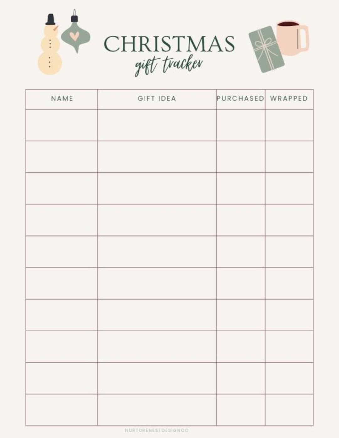 Christmas Gift Tracker Printable | Holiday Planner PDF | Gift List ...
