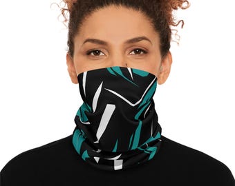 Teal & Black Drawstring Neck Gaiter,  Team Colours Neck Gaiter, Fan Edition Neck Gaiter, Racing Pattern Neck Gaiter, Motorsport Neck Gaiter
