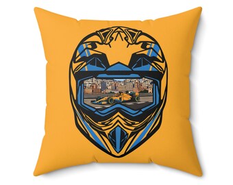 F1 Fan Pillow | Lando Norris Throw Pillow | Motocross Helmet | Racing Helmet