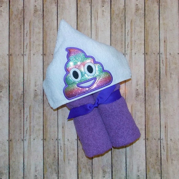 Poop Emoji Hooded Towel Embroidered Applique Personalized Custom Towels Kids Towels Bath Towel Beach Towel Hooded Towel Emoji Towel