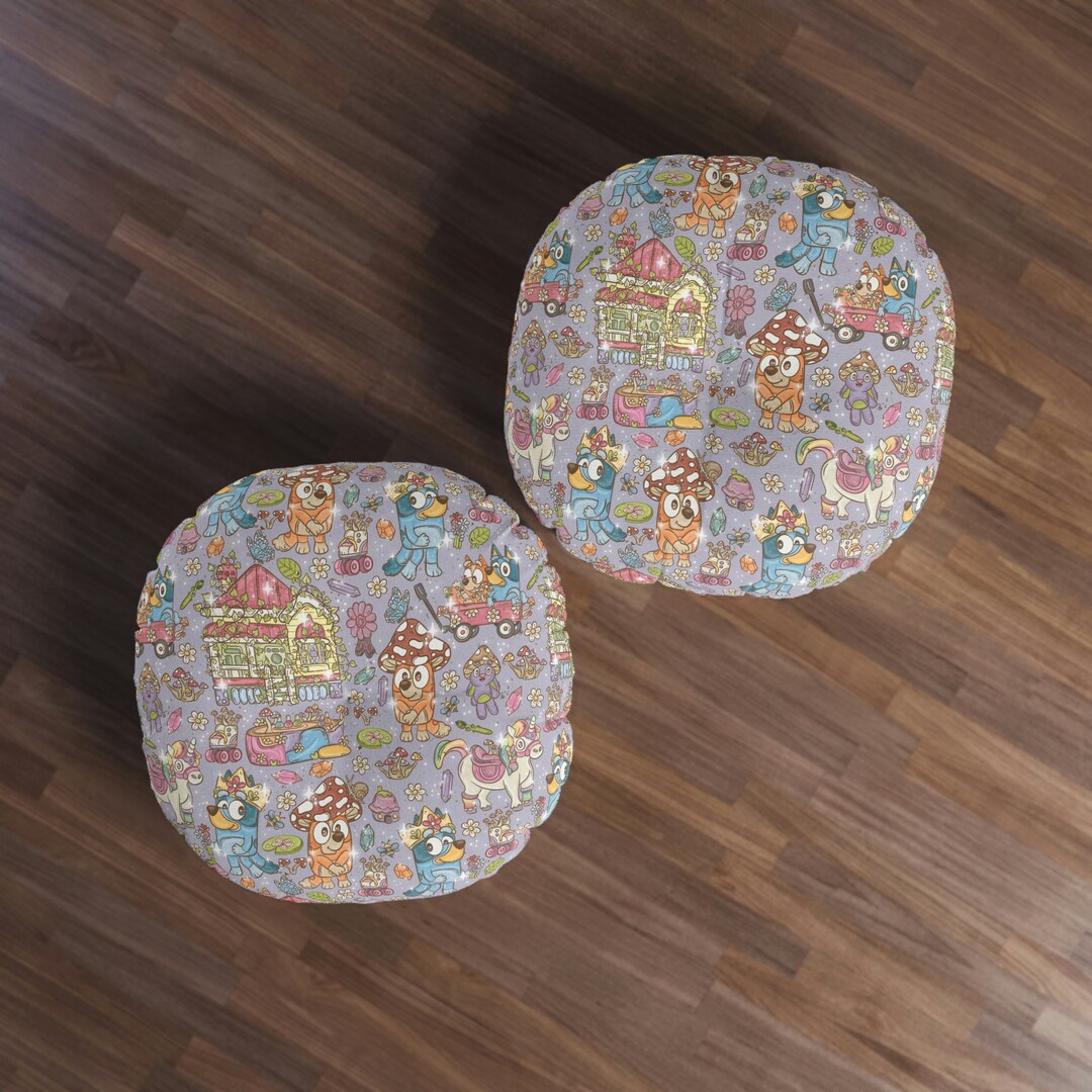 Blue Heeler Cottage Core Tufted Floor Pillow Round Etsy