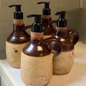 Handmade Ceramic Moonshine Soap Dispenser | Wheel Thrown Stoneware Soap Pump | Rustic Farmhouse Kitchen & Bath Decor | Handmade in North Car