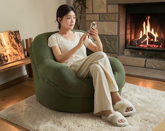 Portable Lazy Sofa Chair, Single Tatami Lounge Seat, Corduroy Fabric, Small Spaces