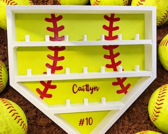 Gepersonaliseerde softbalringdisplay | Thuisplaattrofee, teamprijs