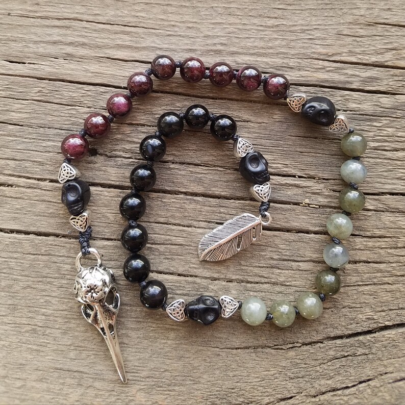 Pagan Prayer Beads The Morrigan Meditation Beads Witches Etsy