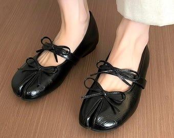 Chaussures tabi style lacets doubles papillons Mocassins à bout ouvert