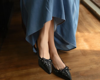 Women Elegant Kitten Heel Dress Shoes Toe Mules Pointed to Bachelorete Party Outfit, Pumps kitten heels Buckle Pumps