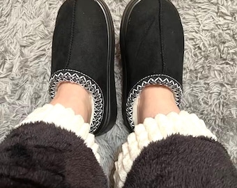 Pantuflas de piel de oveja cómodas, pantuflas acogedoras, pantuflas de lana, botas de piel con suela suave para mujer, botas de piel vintage, regalo para ella