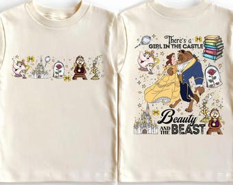 Disney Belle och Odjuret dubbelsidig T-shirt, Disney Skönheten och Odjuret T-shirt, Personlig Prinsessan Belle Födelsedagspresent, Saga lika gammal som tiden