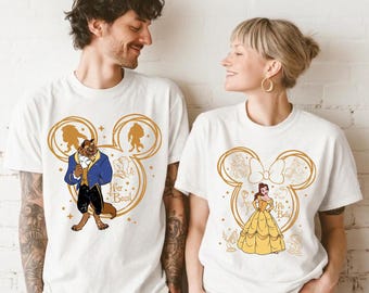 Disney Beauty & The Beast Couple Shirt, His Beast Her Belle Shirts, Disney Couple Matching Shirts, Disney World Trip, Disney Valentine Tee