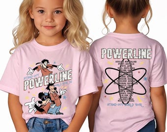 Vintage Disney En Långbens Film Powerline Stand Out World Tour T-shirt, Dubbelsidig Disney Familjesemester T-shirt Kläder