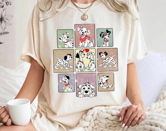 Retro 101 Dalmatiner Disney-tröja, Pongo och Perdita Vintage estetisk t-shirt, Disney hundkaraktärströja, Disney familjesemester, valppresent
