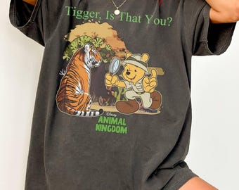 Comfort Colors Tiger Är Det Du?-skjorta, Animal Kingdom-skjorta, Pooh Animal Kingdom, Vintage Disney-skjorta, Pooh WDW Parks-tröja