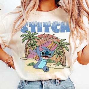 Vintage Stitch Aloha Surfskjorta, Retro Lilo och Stitch T-shirt, Disneyland semesterkläder bild 7