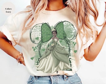 Shirt Disney prinses Tiana, T-shirt zwarte prinses en kikker, shirt Tiana mini-oren, shirt Magic Kingdom, shirt prinses, shirt Tiana Minnie