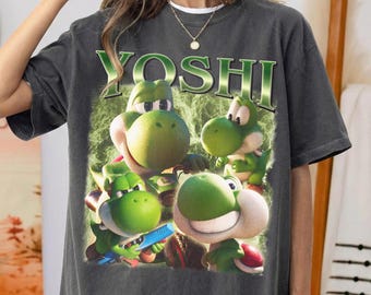 Vintage Yoshi Super Mario-tröja med grafisk design, retro Nintendo-kläder