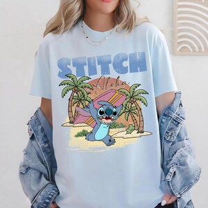 Vintage Stitch Aloha Surfskjorta, Retro Lilo och Stitch T-shirt, Disneyland semesterkläder bild 2