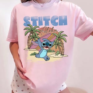 Vintage Stitch Aloha Surfskjorta, Retro Lilo och Stitch T-shirt, Disneyland semesterkläder bild 4