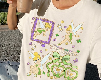 Comfort Colors Coquette Bow Tinkerbell T-Shirt, Disney Tinker Bell Shirt, Vintage Disney Fairy Tee, Magical Disney Place Shirt