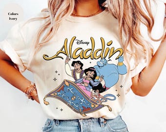 Retro Disney Aladdin Shirt, Prinzessin Jasmin Bekleidung, Genie und Abu Familie passendes Shirt, Aladdin Jasmin T-Shirt, Vintage Aladdin Shirt