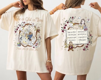 Disney Beauty And The Beast Double Sided Shirt, Retro Disney Belle Princess Tee, Tale As Old As Time Shirt, Disney Castle Family Gift