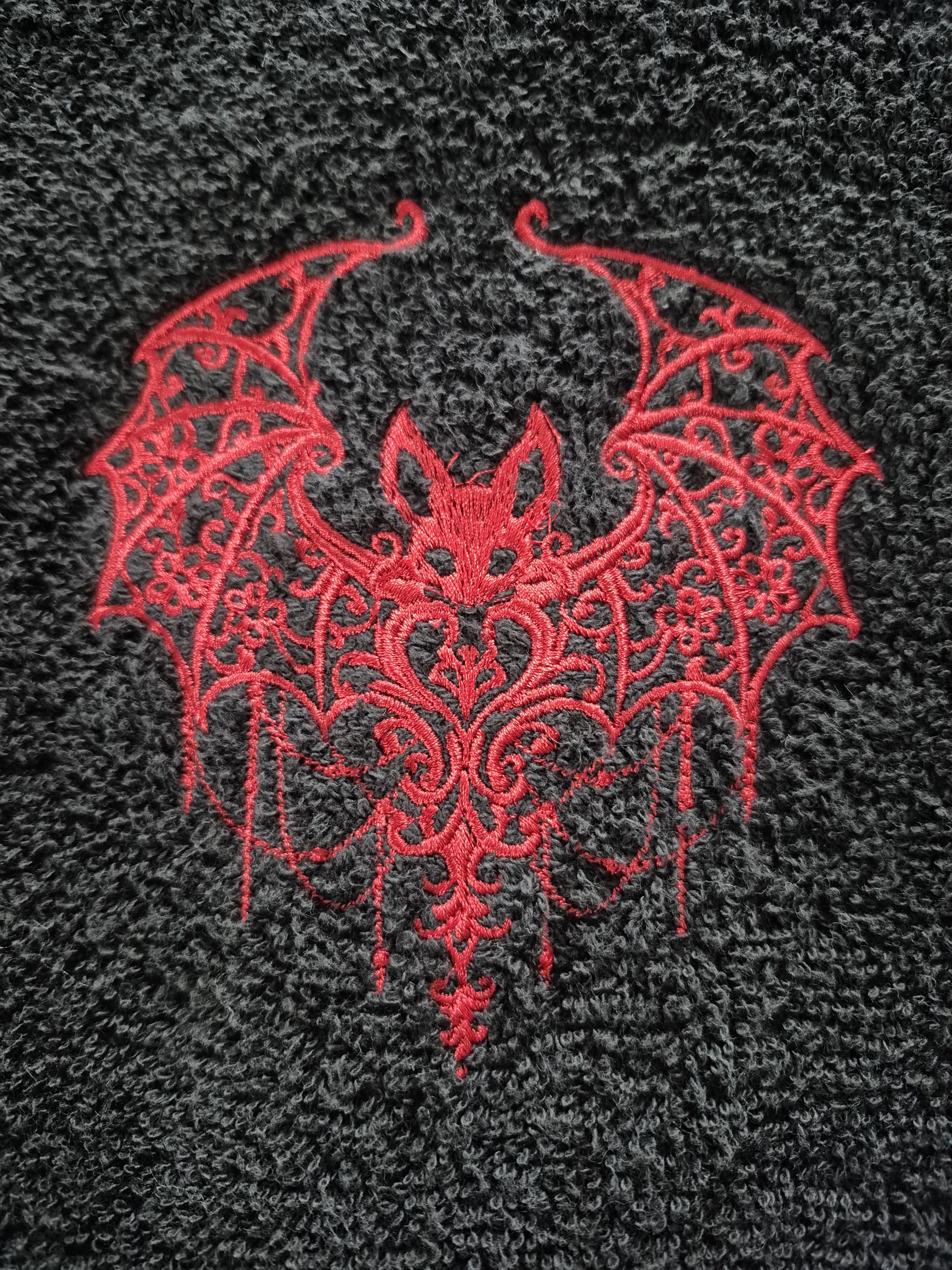 Elegant Gothic Bat Damask Black Embroidered Hand Tea Towel - Etsy