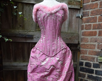Pink fur trimmed bustle dress set (26" waist)