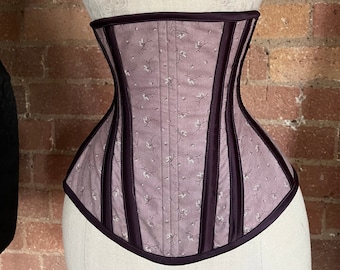 22” Mauve printed cotton underbust corset