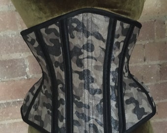 25” Glitter camo underbust corset