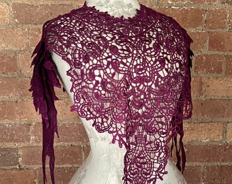 Purple wing epaulette lace statement collar