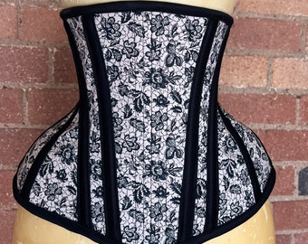 25” Wide hip spring lace pattern underbust corset
