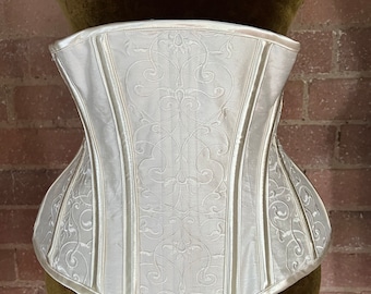 27” Ivory embroidered silk underbust corset