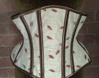 28” Embroidered silk underbust corset