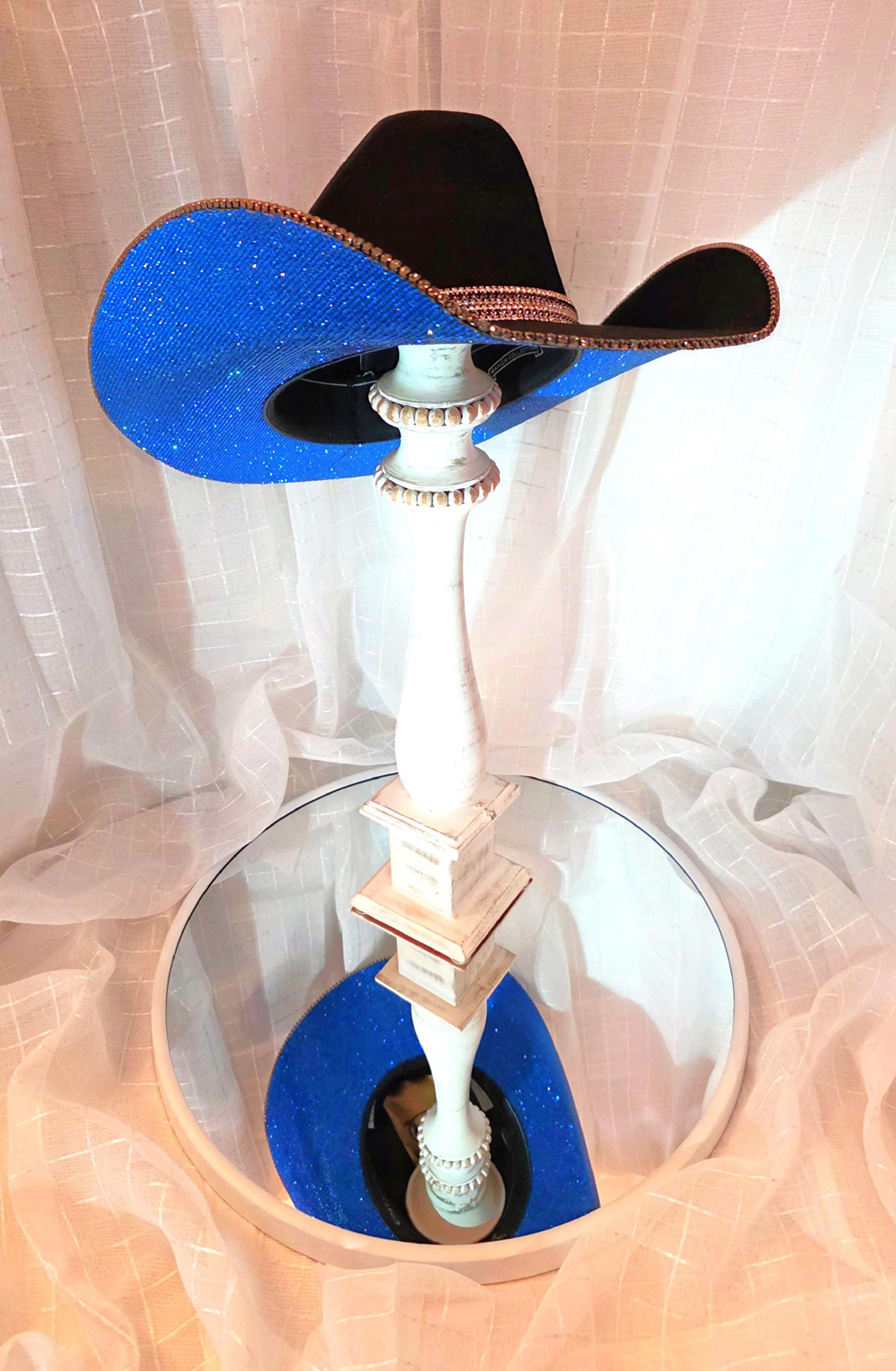 3921 Women\'s Cowgirl Hat Rhinestone Western Wide Brim Cowboy Hats Royal Blue Blue Rhinestone Cowgirl Hat - Etsy main image 2