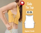 Side Tie Top Pattern | XS-3XL | Easy Women's Crop Top Sewing Pattern, Side Tie Tank Beginner Pattern PDF