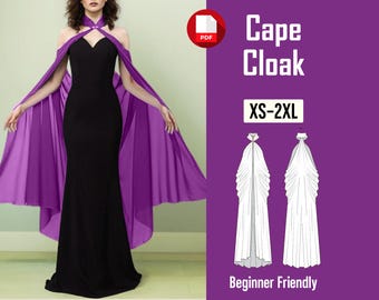 Cloak Sewing Pattern | XS-3XL | Elven Cape Medieval Dress PDF Pattern, Easy Fantasy Renaissance Fair